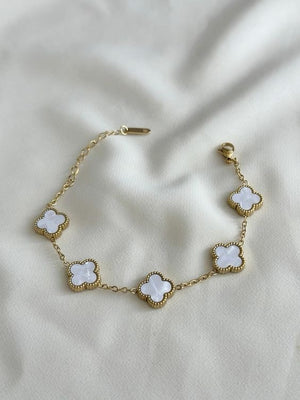 BLACK AND WHITE CLOVER CHAIN BRACELET